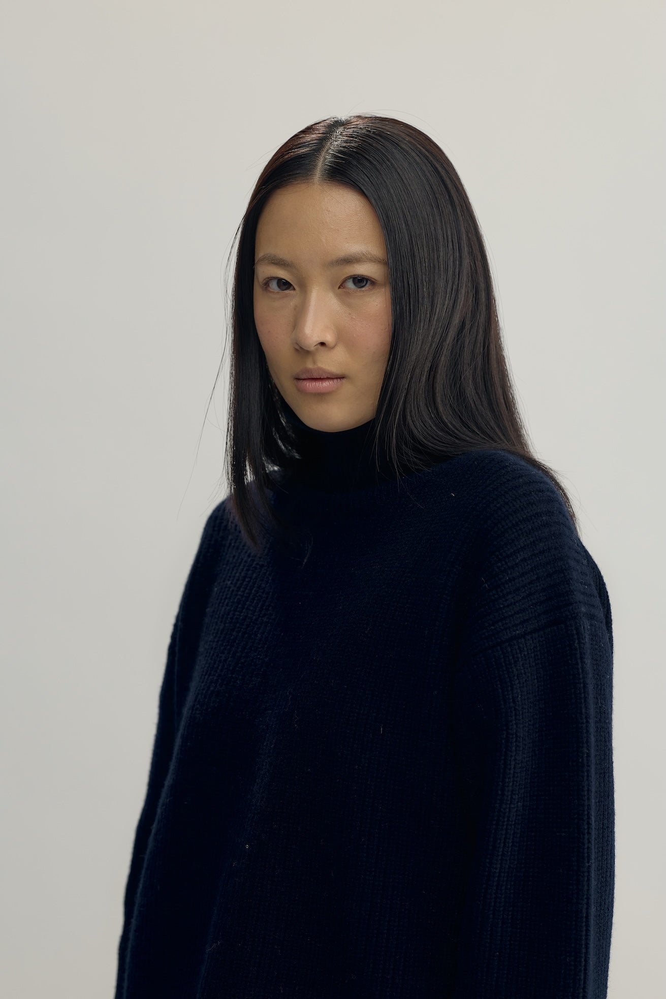 INES KNIT HIGH COLLAR - navy
