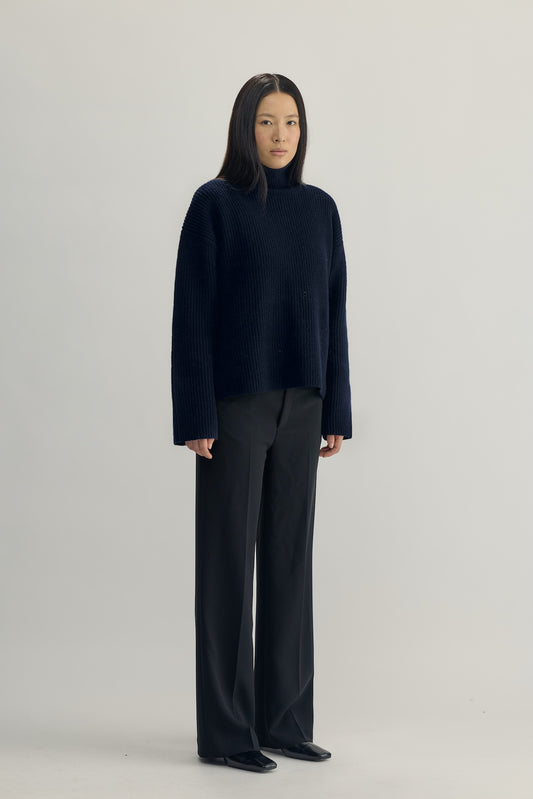 INES KNIT HIGH COLLAR - navy