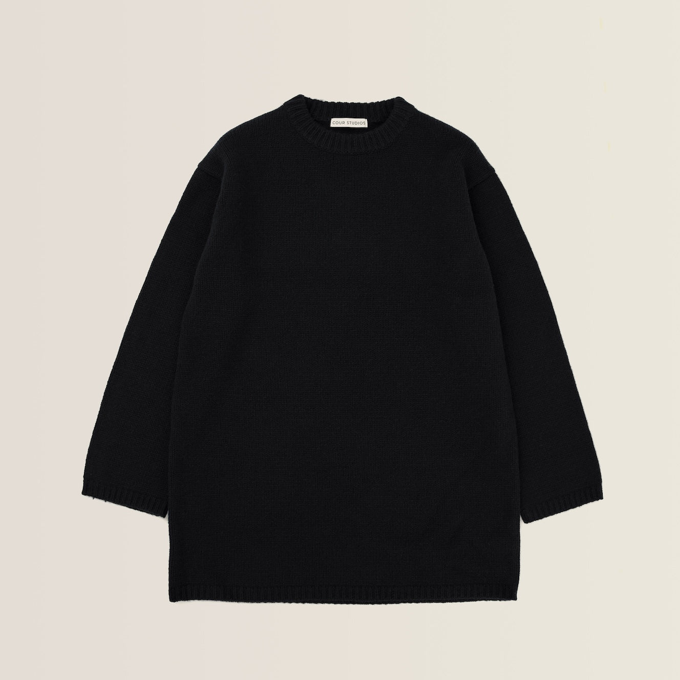 ALETTE KNIT LONG CREWNECK - black