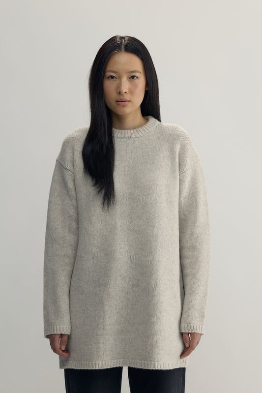 ALETTE KNIT LONG CREWNECK - offwhite melange