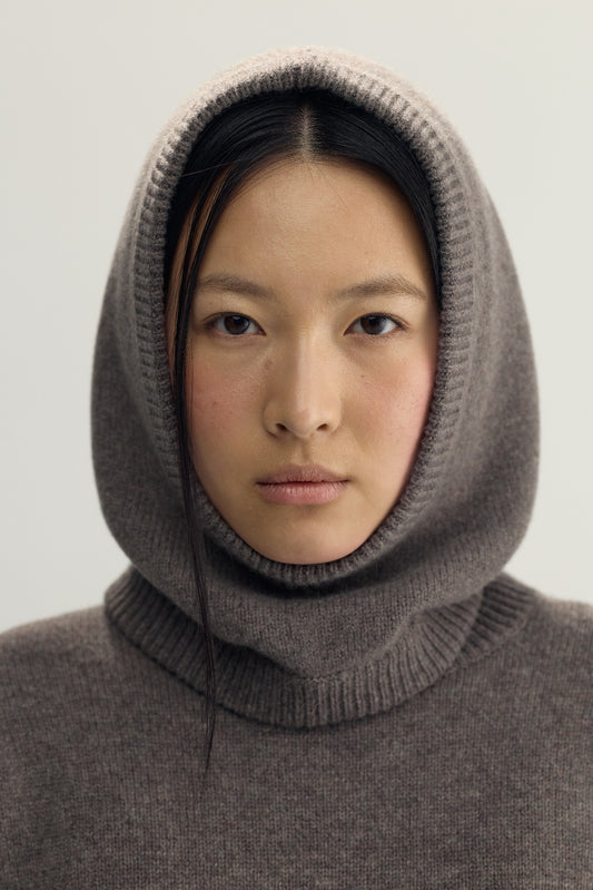 COLETTE KNITTED BALACLAVA - brown melange