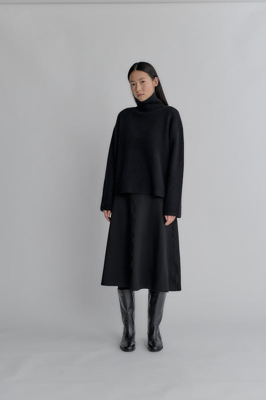 INES KNIT HIGH COLLAR - black