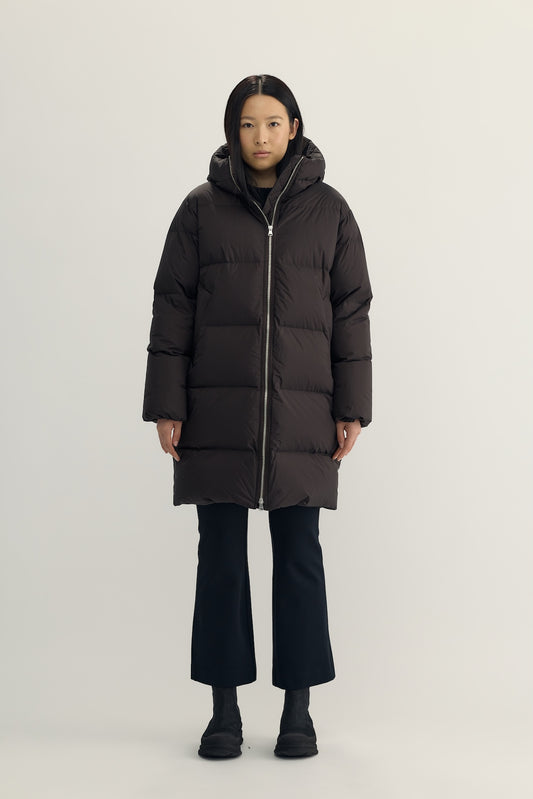BRIGITTE MIDI DOWN PARKA - dark brown
