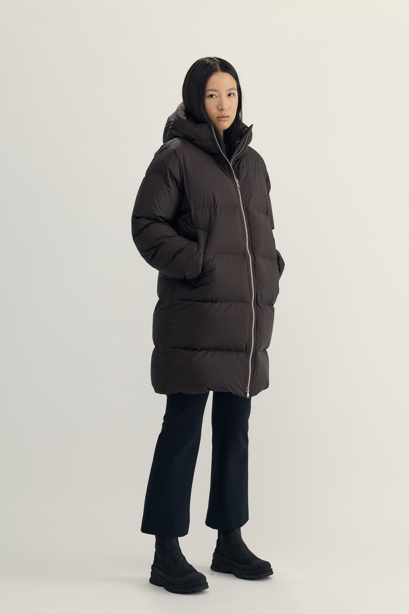 BRIGITTE MIDI DOWN PARKA - dark brown