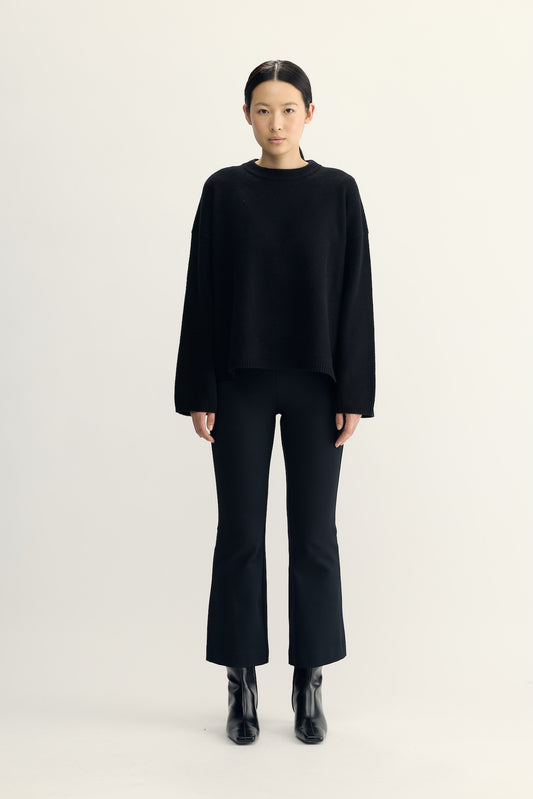 BLANCE KNIT CREWNECK - black