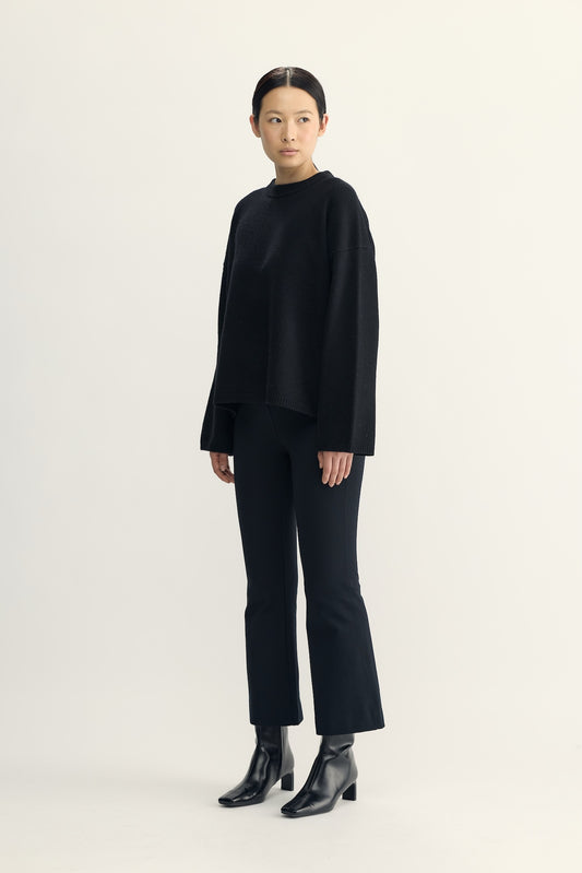 BLANCE KNIT CREWNECK - black