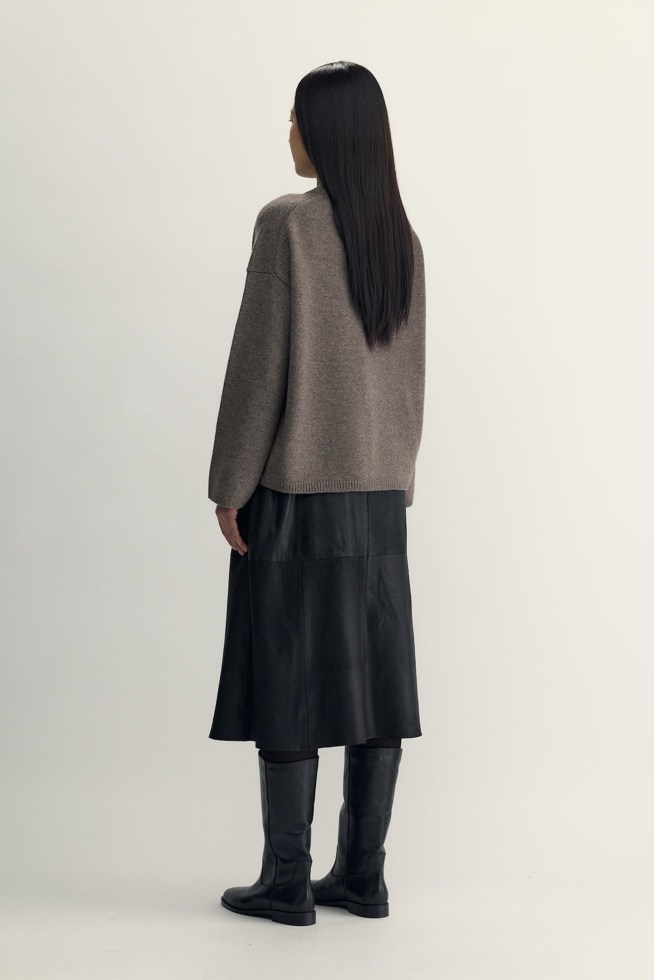 BLANCE KNIT CREWNECK - brown melange