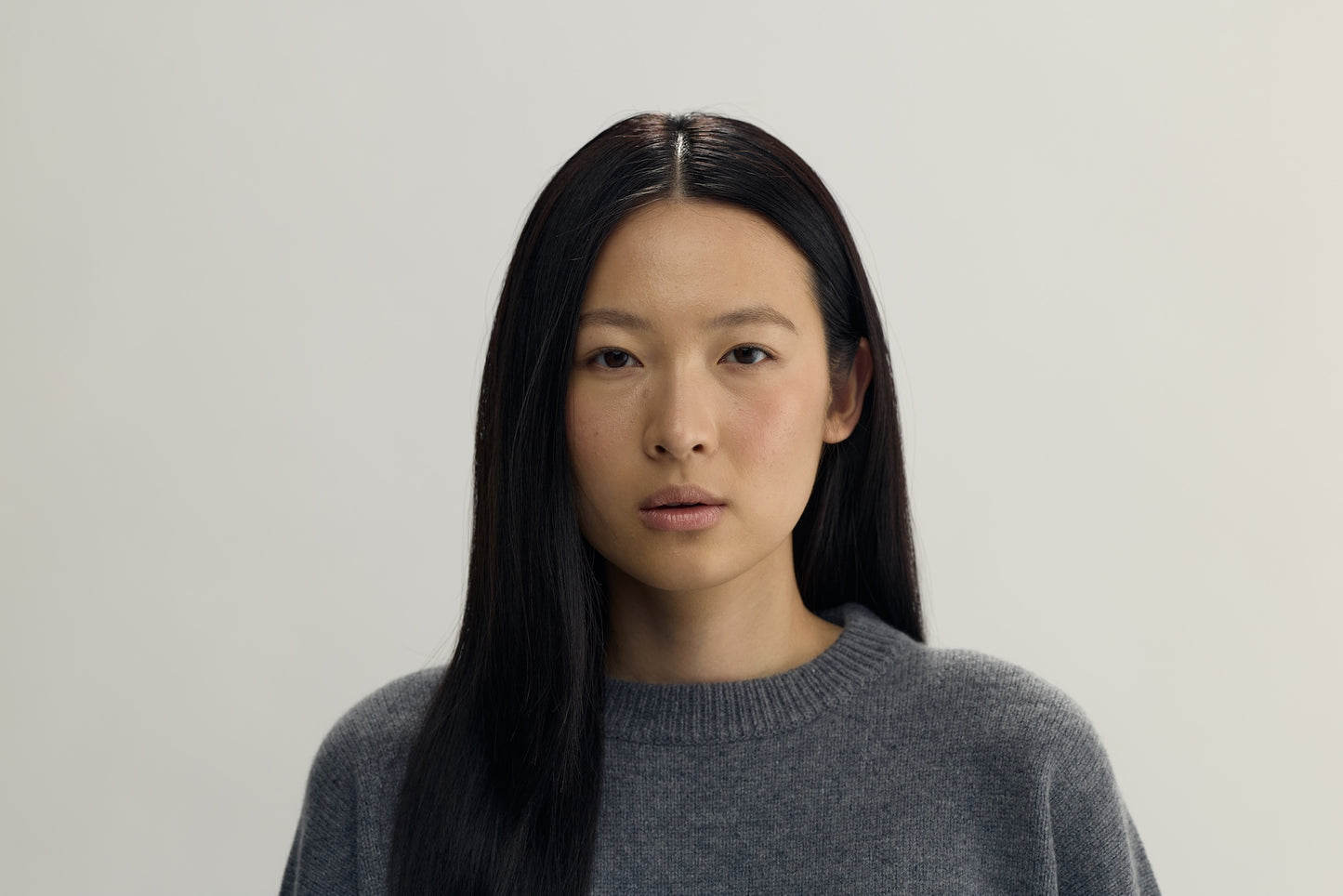 BLANCE KNIT CREWNECK - dark grey melange