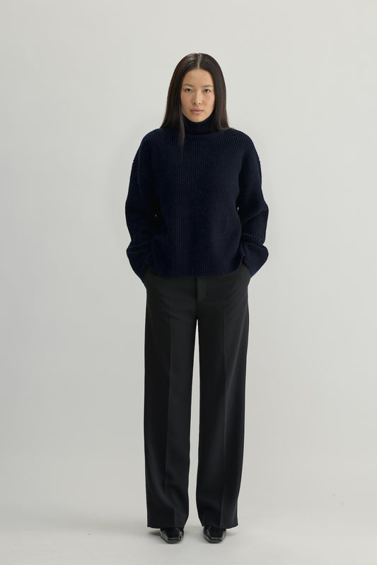 INES KNIT HIGH COLLAR - navy