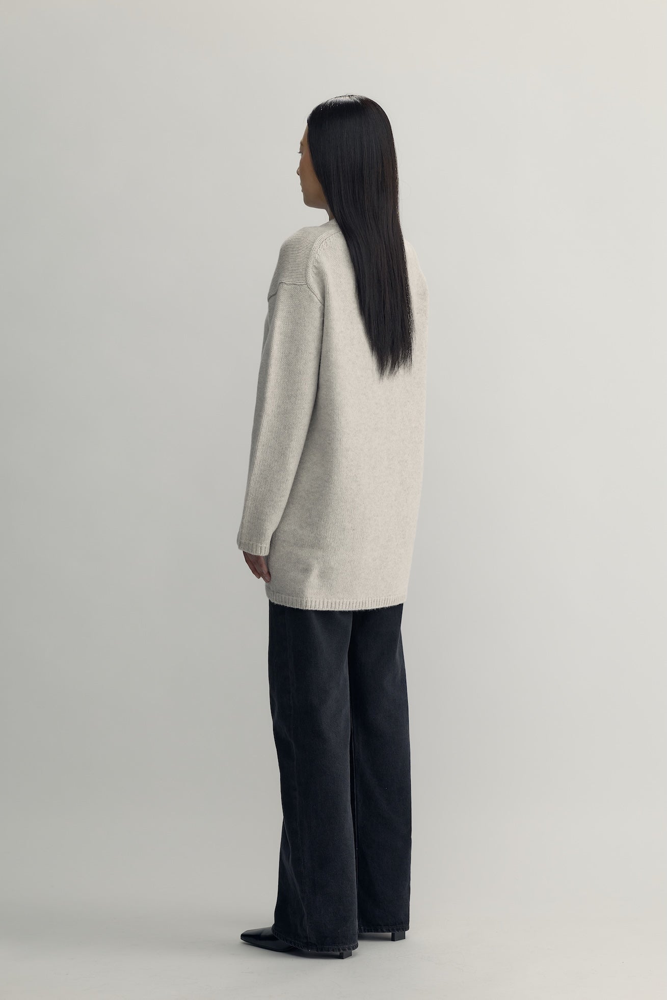 ALETTE KNIT LONG CREWNECK - offwhite melange