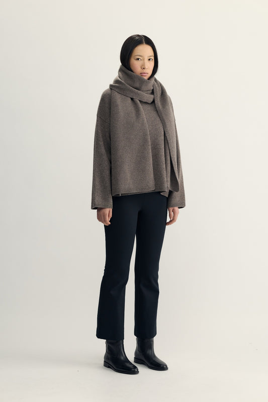 COLETTE KNITTED SCARF - brown melange